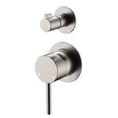 Kaya Wall Diverter Mixer, Small Round Plates, Brushed Nickel