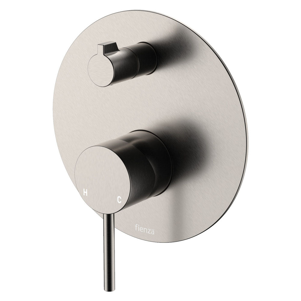 Kaya Wall Diverter Mixer, Large Round Plate, Brushed Nickel