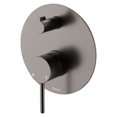 Kaya Wall Diverter Mixer, Large Round Plate, Gun Metal