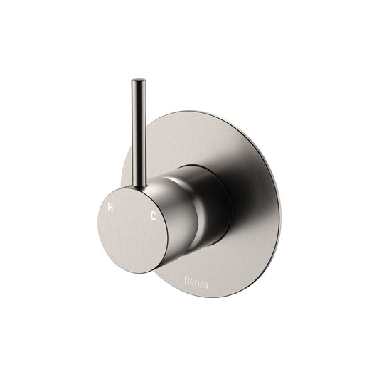 Kaya Up Wall Mixer, Large Round Plate, Brushed Nickel