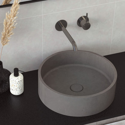 Kaya Up Basin/Bath Wall Mixer Set, Round Plates, 160mm Outlet, Gun Metal