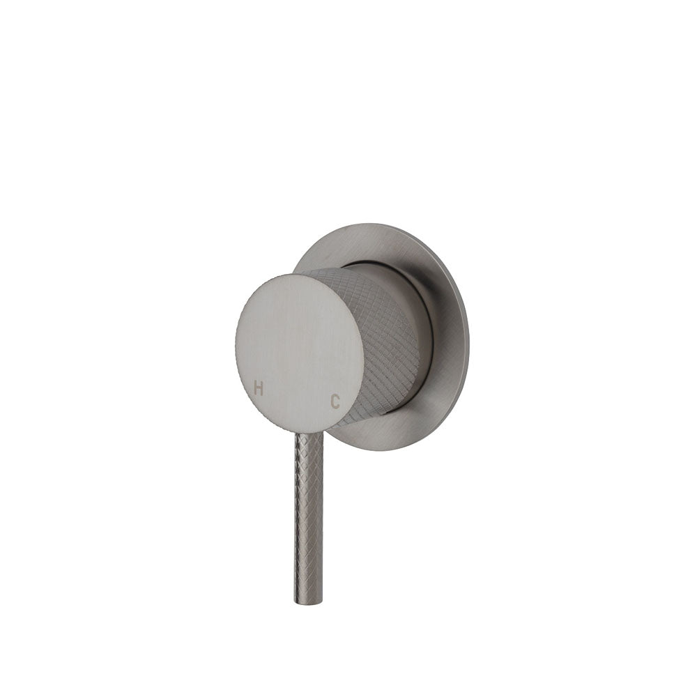 Axle Wall Mixer, Brushed Nickel, Small Round Plate