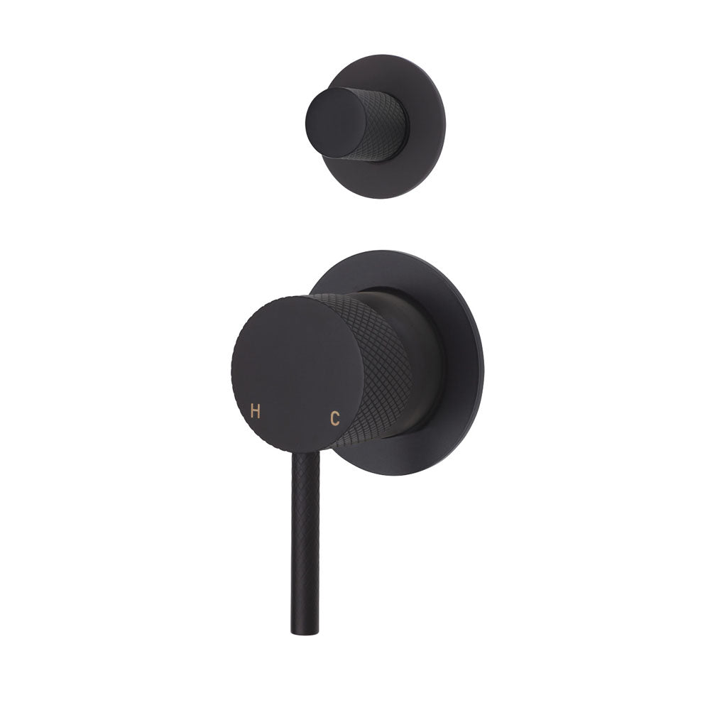 Axle Wall Diverter Mixer, Matte Black, Small Round Plates