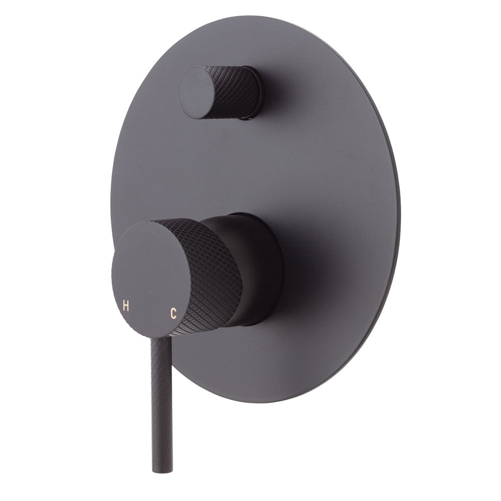 Axle Wall Diverter Mixer, Matte Black, Large Round Plate