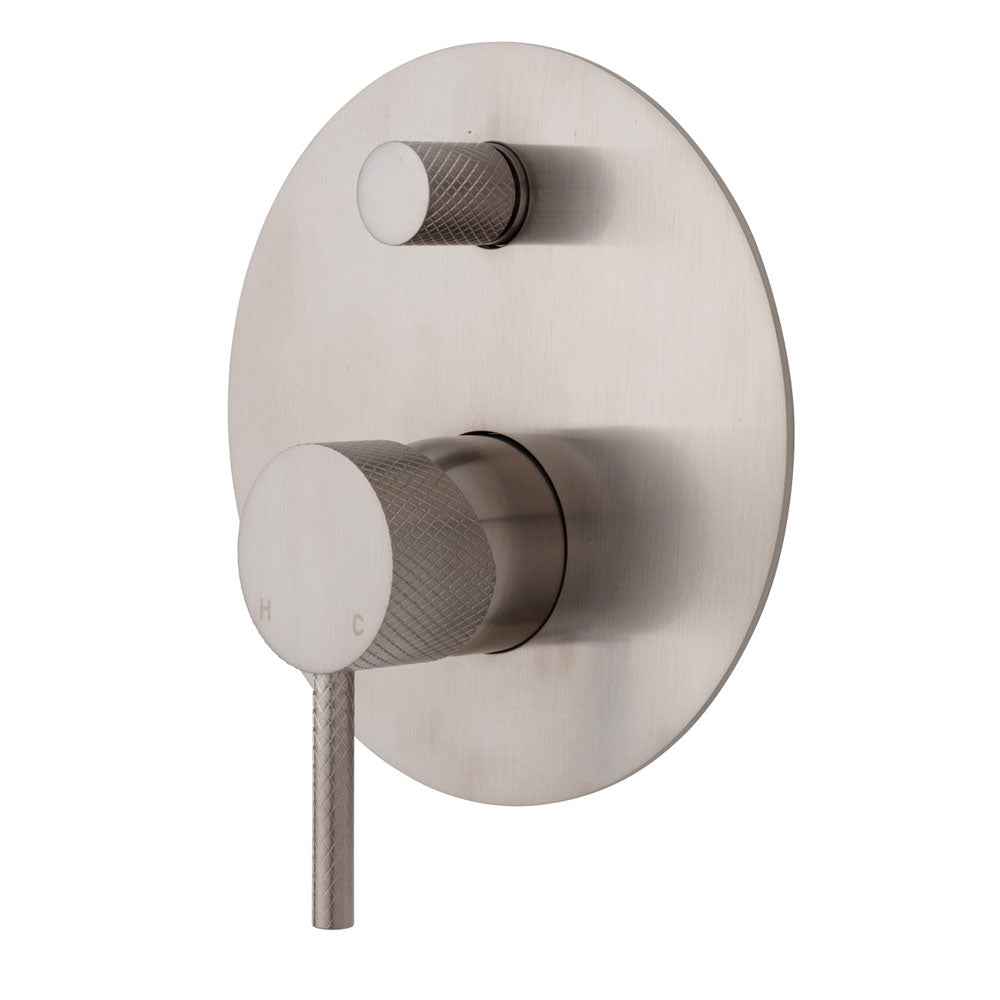 Axle Wall Diverter Mixer, Brushed Nickel, Large Round Plate