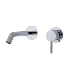 Axle Wall Basin/Bath Mixer Set, Chrome, Small Round Plates, 160mm Outlet