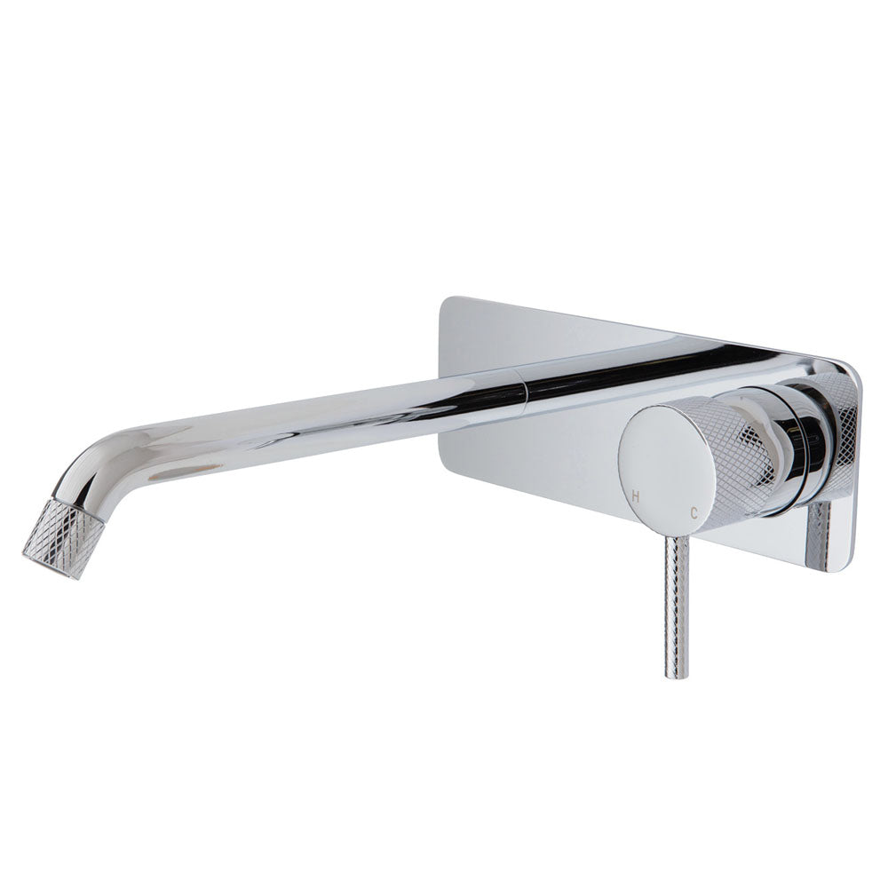 Axle Wall Basin/Bath Mixer Set, Chrome, Soft Square Plate, 200mm Outlet