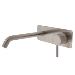 Axle Wall Basin/Bath Mixer Set, Brushed Nickel, Soft Square Plate, 200mm Outlet
