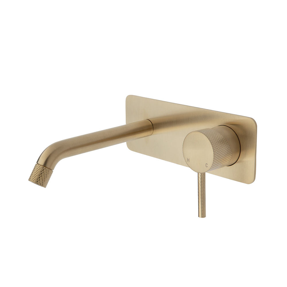 Axle Wall Basin/Bath Mixer Set, Urban Brass, Soft Square Plate, 160mm Outlet
