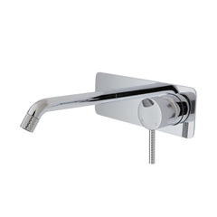 Axle Wall Basin/Bath Mixer Set, Chrome, Soft Square Plate, 160mm Outlet