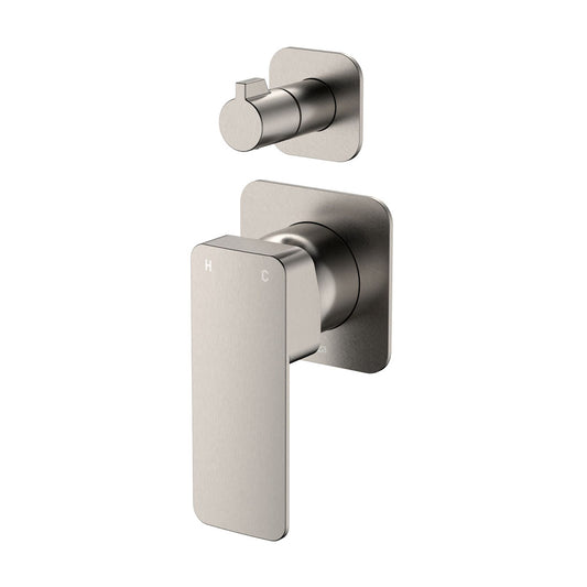 Tono Wall Diverter Mixer, Square Plates, Brushed Nickel