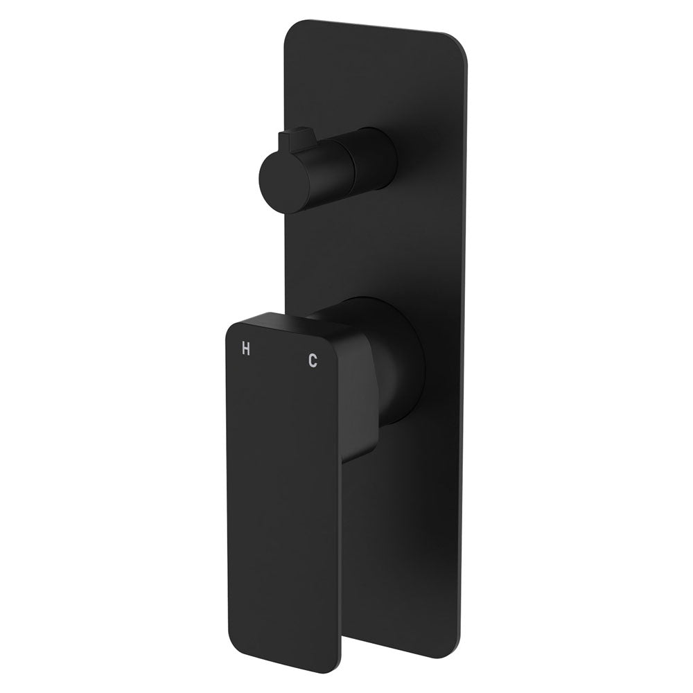 Tono Wall Diverter Mixer, Rectangular Plate, Matte Black