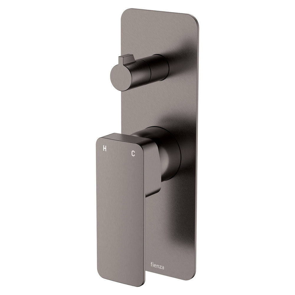 Tono Wall Diverter Mixer, Rectangular Plate, Gun Metal