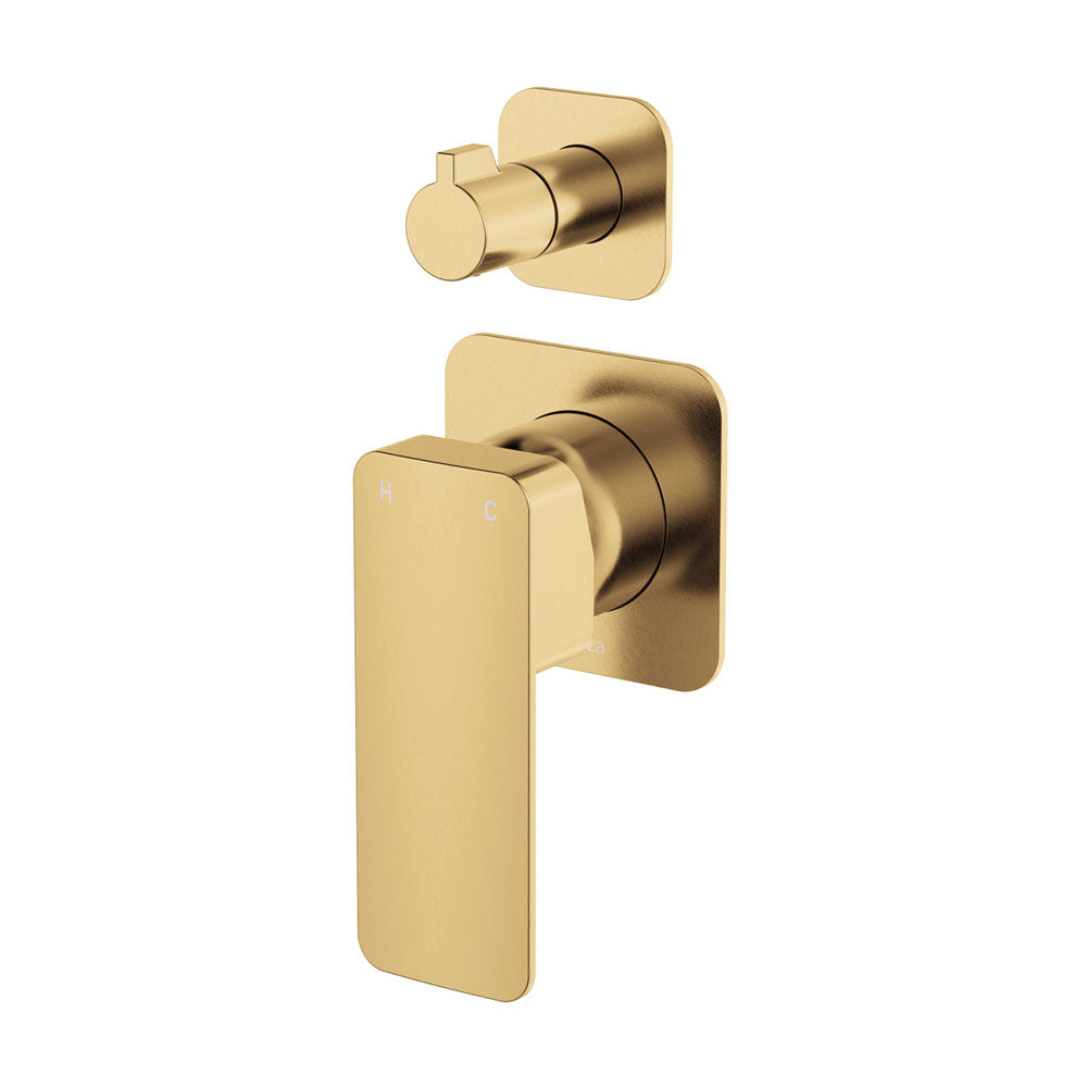 Tono Wall Diverter Mixer, Square Plates, Urban Brass