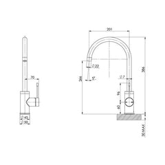 Phoenix Vivid Slimline 316 SS 200mm Gooseneck Sink Mixer