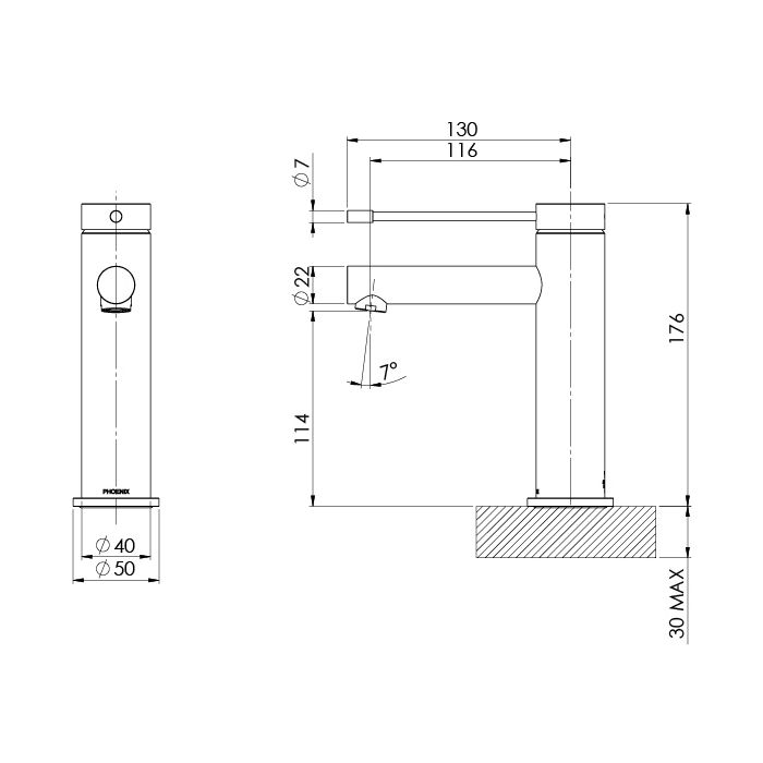 Phoenix Vivid Slimline 316 SS Basin Mixer