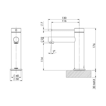 Phoenix Vivid Slimline 316 SS Basin Mixer