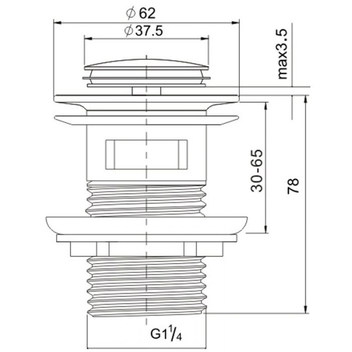 ACL 32mm Pop Up Plug and Waste Overflow Chrome