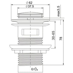 ACL 32mm Pop Up Plug and Waste Overflow Chrome