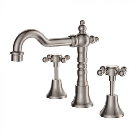 Fienza Lilian Basin Set Cross Handle - Brushed Nickel