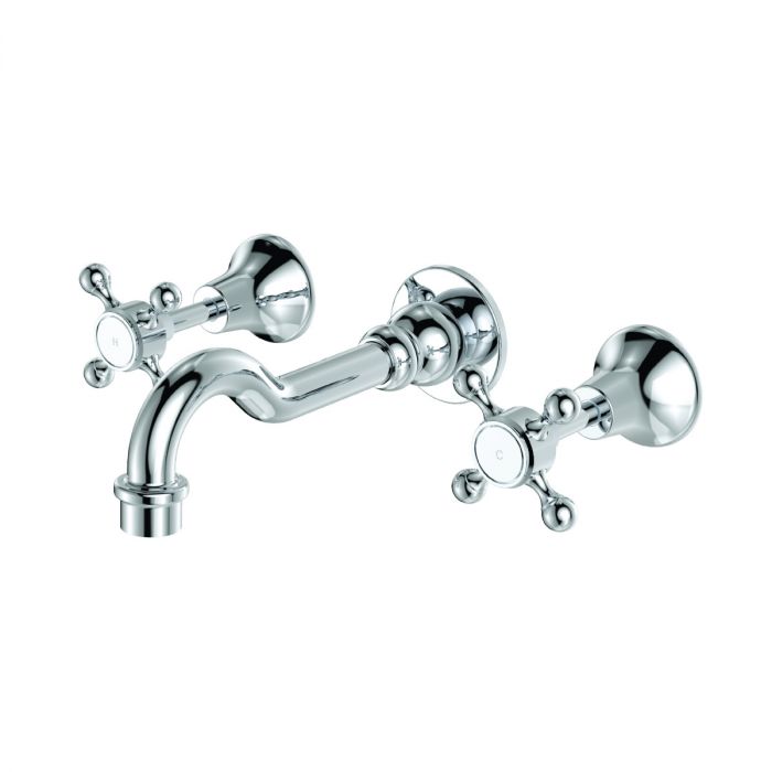 Fienza Lilian Basin/Bath Wall Set Cross Handle - Chrome