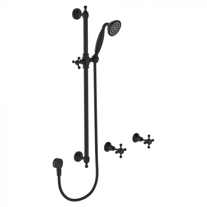 Fienza Lilian Shower Set Complete Cross Handles - Matte Black