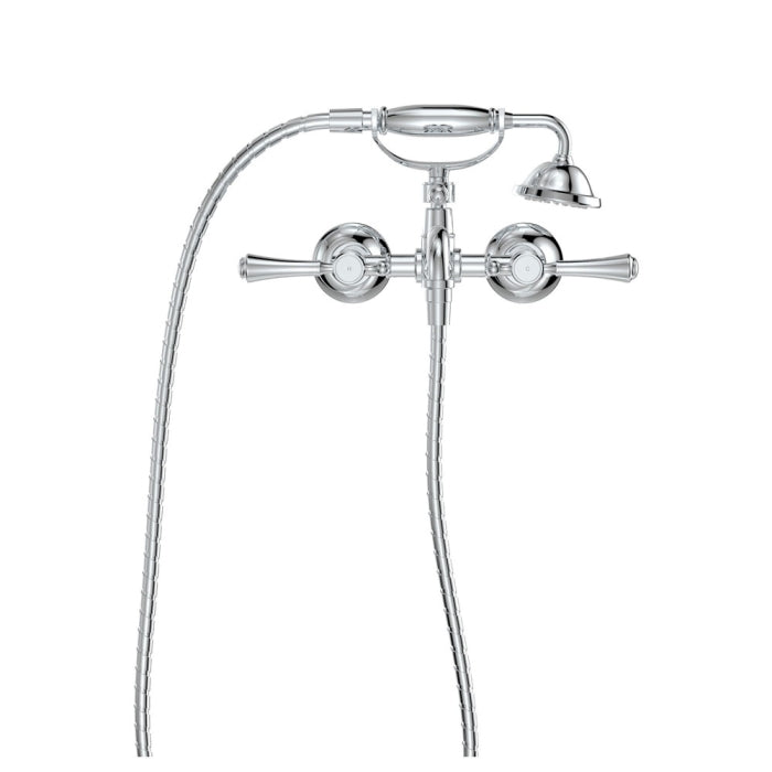 Lillian Lever Exposed Bath Tap Set with Hand Shower, Chrome