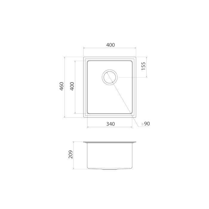 Caroma Compass 400mm x 460mm Single Bowl Sink