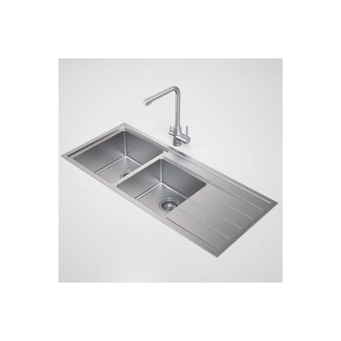 Caroma Compass 1120mm x 490mm One and Three Quarter Bowl Sink