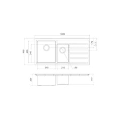 Caroma Compass 1020mm x 490mm One and Half Bowl Sink