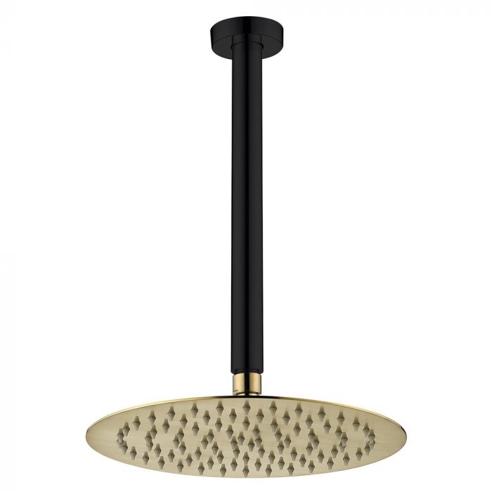 Fienza Kaya Black Ceiling Arm and Urban Brass Rose