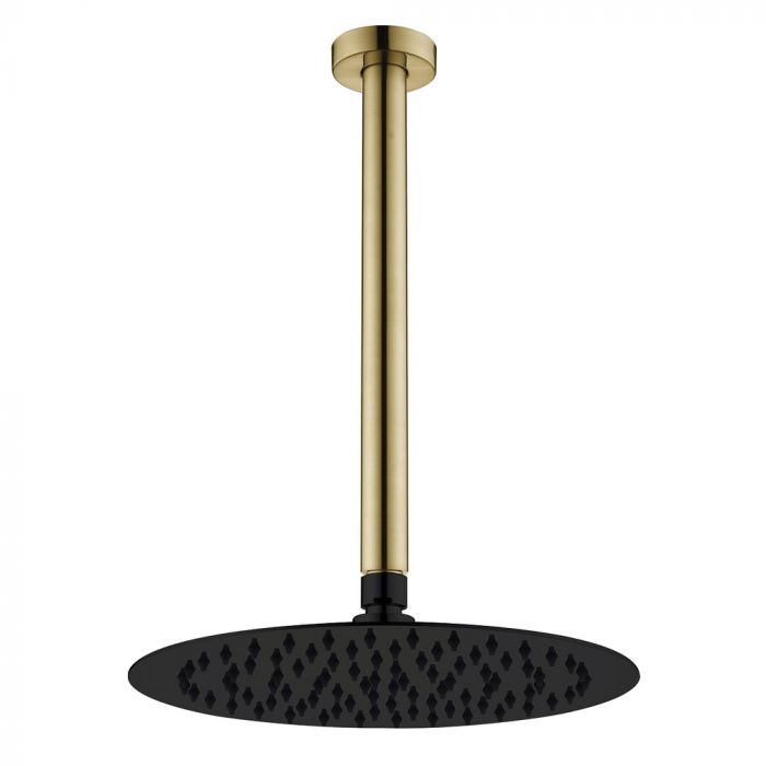 Fienza Kaya Urban Brass Ceiling Arm and Matte Black Rose