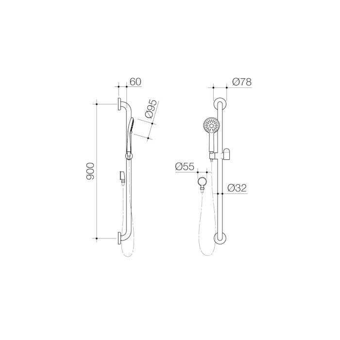 Caroma Home Collection Grab Rail Shower Set - 900mm