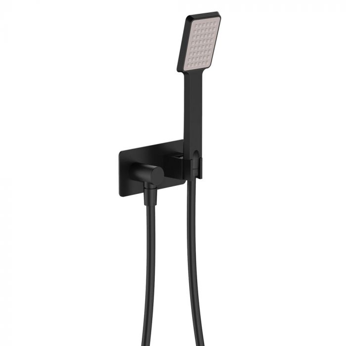 Fienza Koko Hand Shower and Hook Soft Square Plate - Matte Black