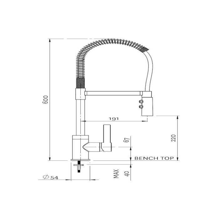 Methven Culinary Gaston Pull Down Sink Mixer (Black)