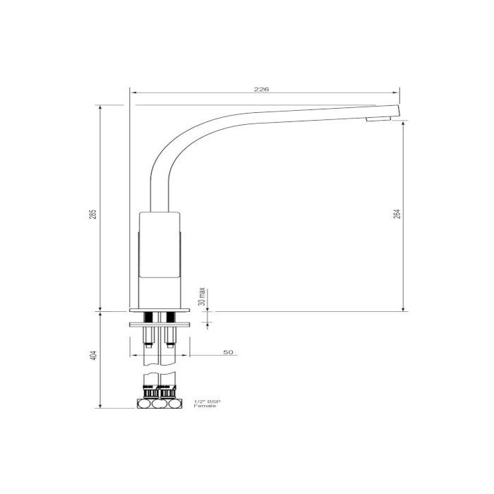 Methven Blaze Curved Sink Mixer Chrome and Black