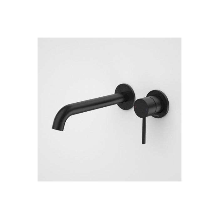 Caroma Liano II 210mm Wall Basin / Bath Mixer 2 x Round Cover Plates Matte Black