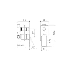 Caroma Urbane II Bath / Shower Mixer With Diverter Rectangular Cover Plate Chrome