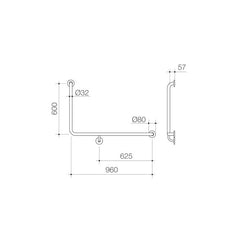 Caroma Care Support Rail - 90 Degree Angled 960x600