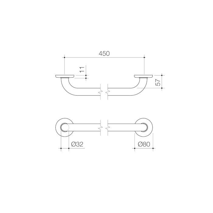 Caroma Support Grab Rail Straight Stainless Steel