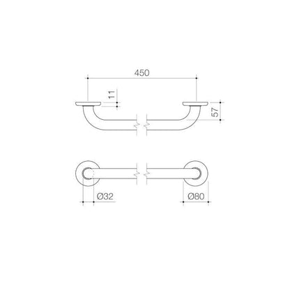 Caroma Support Grab Rail Straight Stainless Steel