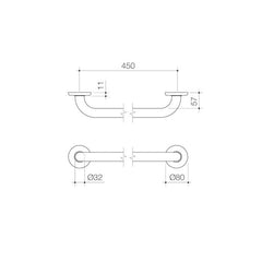 Caroma Support Grab Rail Straight Stainless Steel