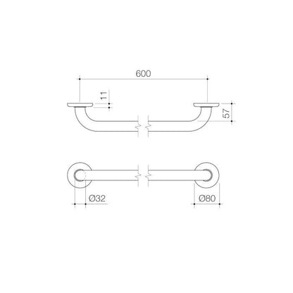 Caroma Support Grab Rail Straight Stainless Steel