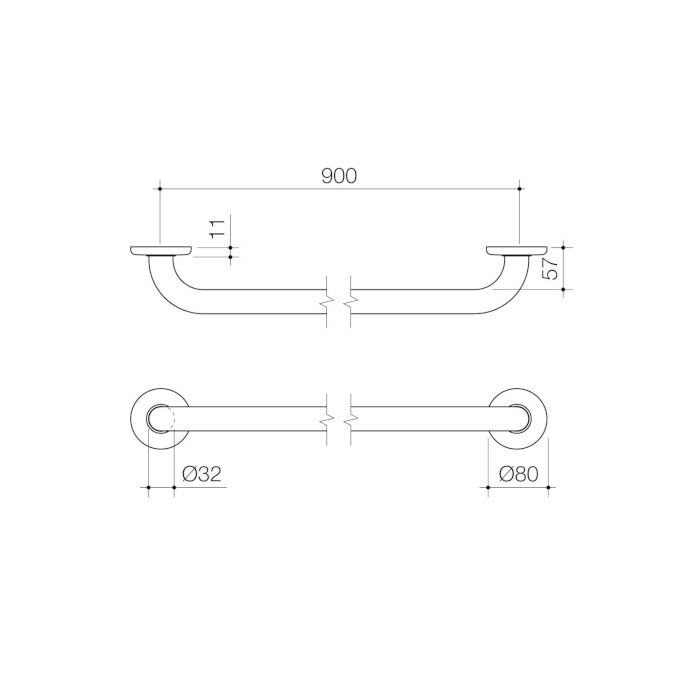 Caroma Support Grab Rail Straight Stainless Steel