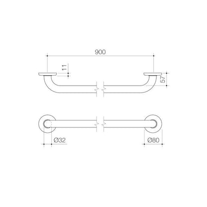 Caroma Support Grab Rail Straight Stainless Steel