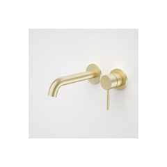 Caroma Liano II 175mm Wall Basin / Bath Mixer 2 x Round Cover Plates Brushed Brass
