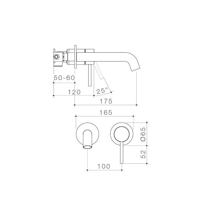 Caroma Liano II 175mm Wall Basin / Bath Mixer 2 x Round Cover Plates Chrome