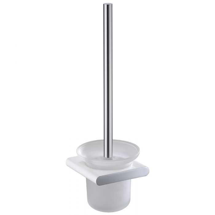 Acl Cora Toilet Brush and Holder Matte Black, Chrome and White