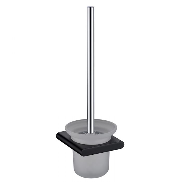 Acl Cora Toilet Brush and Holder Matte Black, Chrome and White