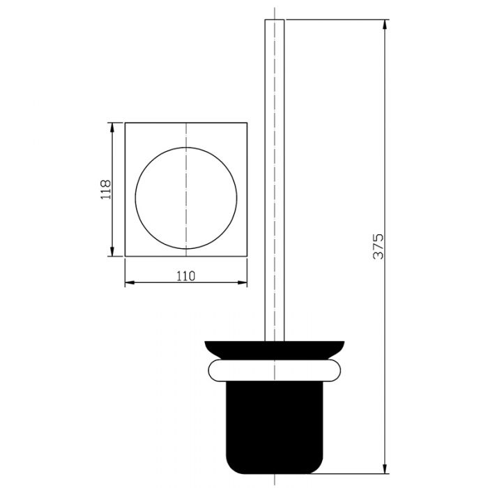 Acl Cora Toilet Brush and Holder Matte Black, Chrome and White